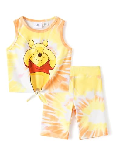 Image of Disney Stitch丨 Frozen丨 Minnie Mouse丨Princess丨Winnie Tank Top+Dolphin Shorts Girls Outfits Workout Athletic Set Summer