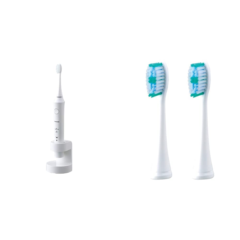 Panasonic EW-DL83-W803 Premium-Schallzahnbürste, weiß & Panasonic WEW0936 Multifunktionsbürste 2er Pack Ersatzbürsten Aufsteckbürsten Bürstenköpfe für Schallzahnbürste EW-DL83 (WEW0936W830)
