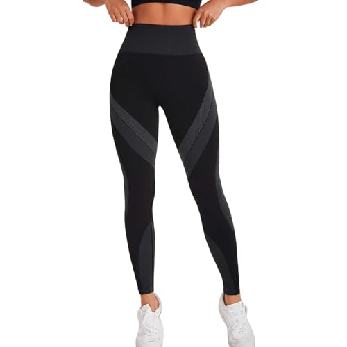 Legging de sport rayé noir à taille haute et collant fitness liftant