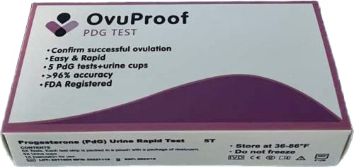 Ovuproof Pdg Tests/Progesterone Metabolite/Fda Registered Rapid Test To Confirm Successful Ovulation/Monitor Pregnancy/ 5 Tests/1Cycle/ Works Well With Ovulation/Lh Tests/ 5 Pdg Test Strips Per Box #TOP1