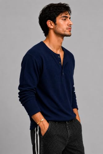 Image of Men's Premium Waffle Knit Henley Tshirt for Men