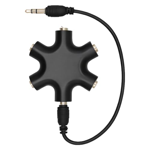 WEDAWIN Adaptador Jack de 3,5 mm, Alargador Jack, Divisor Ja-CK de Audio de 5 Puertos para Auriculares, Tabletas, Teléfono, MP3