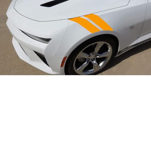 Image of x xotic tech 4X Yellow 21.22 inch x 3.54 inch Wrinkle-Free Hood Hash Mark Front Fender Racing Rally Double Stripes Sticker Vinyl