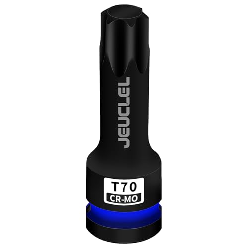 JEUCLEL T70 Torx Bit Socket 1/2 Drive Torx Star 6 Point Impact Bit Socket