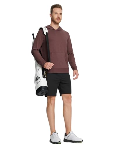 M MAELREG Mens Hoodies Pullover Kangaroo Pocket Regular Fit Stretch Lightweight Golf Hooded Sweatshirts for Men Brick Heather - image 4