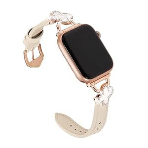 Luxury Luxury Genuine Leather Band Compatible with Apple Watch Women 38mm 40mm 41mm 42mm 44mm 45mm 49mm, Sparkling Bling Diamond Clover Strap for iWatch Series 9 8 SE 7 6 5 4 3 2 1 Ultra 1/2