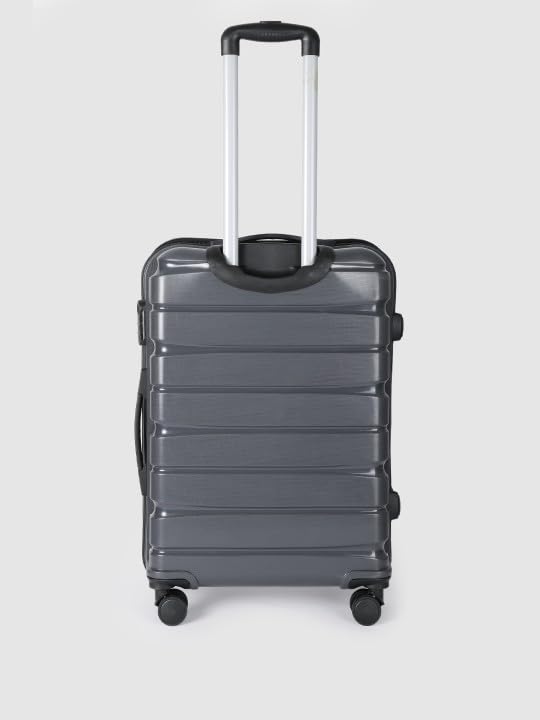 Image of Teakwood Medium Cabin Size 8 Wheels Trolley Bag, Hard Cabin with Zipper Closure, Adjustable Push Button & Cross Side Strap, TSA Lock System 360 Degree (Medium, Grey)