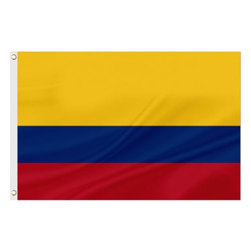 ASUNO Colombia Flag 90 × 150 CM Polyester Colombian National Banner with 2 Brass Grommets Double Side Vivid Color Fade Resistant for Outside Garden Lawn Patio