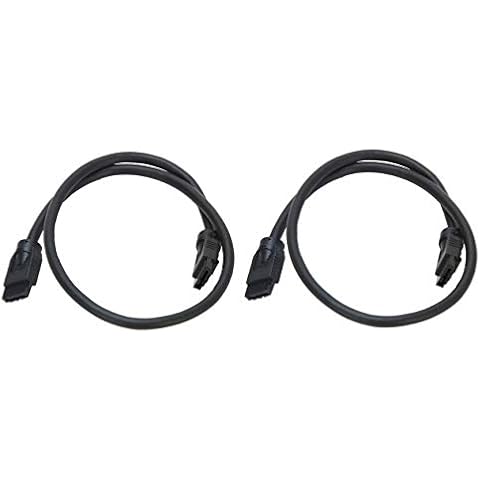 OKGEAR 18 Inch Black SATA 3.0 III 6 GB/s Round SSD/HDD Data Cable 180 Degree to 180 Degree with Metal Latch (2-Pack) Cover