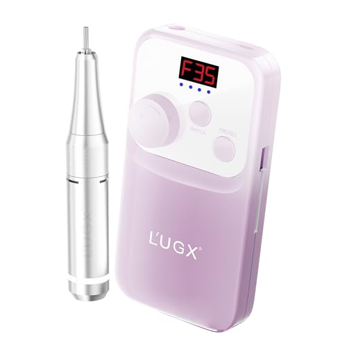 L'UGX ネイルマシン 35000RPM, ネイルオフマシーン 電動ネイルマシン プロ ネイルドリル 低騒音 低振動 (パープル)