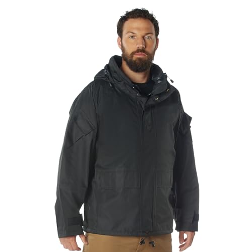Rothco Hard Shell Waterproof Jacket — Lightweight Black Raincoat