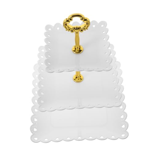 HOLIDYOYO Dessert Plate Cupcake Tier Stand Cupcake Holder Pastry Serving Tray Tiered Cupcake Stand 3 Tier Serving Tray Rustic Cupcake Stand Serving Tray for Party White Abs re-usable