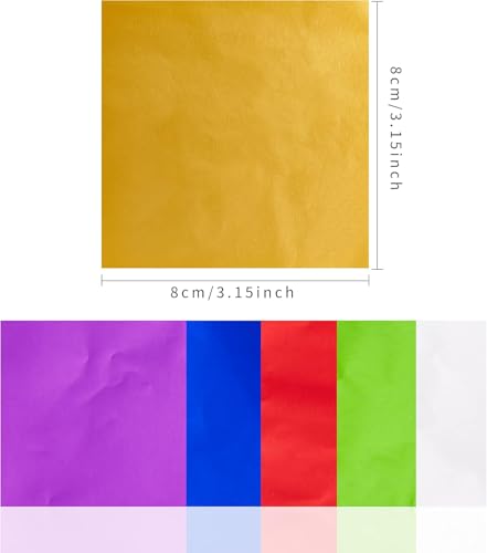 Image of CAKE DECOR Aluminum Cut Foil Chocolate Wrapper - Multicolor 8cm x 8cm / 3.15 x 3.15 inches - 200pcs, Perfect for Candy & Dessert Wrapping