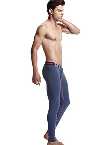 SEOBEAN Low Rise Mens Underwear Pants Long John Cotton Navy 2274