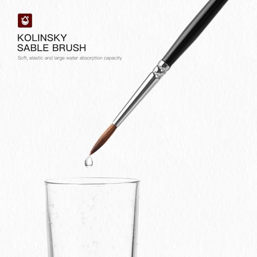 Image of Kolinsky Sable Miniature Watercolor Brushes, Fuumuui 5pcs Professional Small Detail Paint Brushes for Watercolor Gouache Ink and More - Round #00000, #00, #0, #1, #3