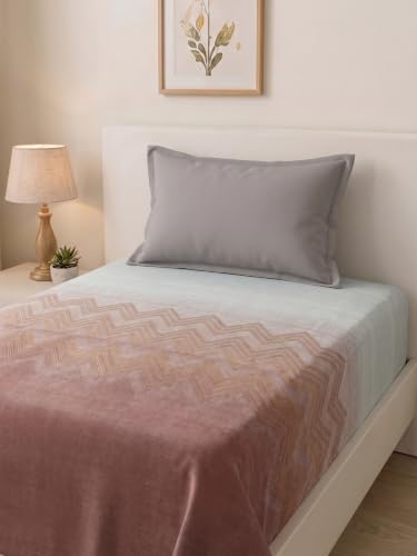 Image of Mafatlal 186 TC Autumn Delight Graceful Pure Cotton Single Flatsheet (60 x 90 Inch) | Breathable Summer Comfort | Wrinkle-Free Floral Bedsheet with 1 Pillow Cover, Ash Brown