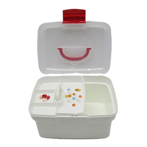 Genérico Organizador De Medicamentos - Organizador De Botiquín De Salud - Estuche Portátil Vacío Con Bandeja Extraíble Y Tapa Con Cierre, Suministros De Salud Para El Hogar Coche Dormitorio Camping