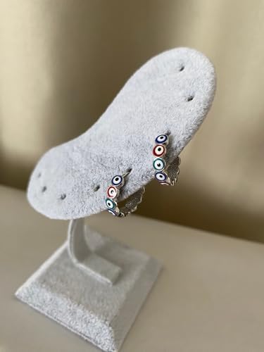 pisay takı & aksesuar Çelik Renkli Nazar Boncuklu Küpe - Görsel 3