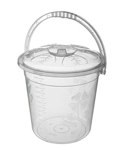 Easy Shopping® 5L 10L 15L 20L Clear Plastic Bucket with Lid and Carry Handle Storage Unit Container Bin (5 Litre)
