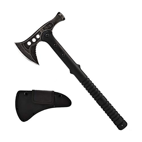 VOTAGOO Camping Axe, Survival Hatchet with Sheath, Tactical Throwing Tomahawk with Hammer, Breaching Tool with Nylon Fiber Handle