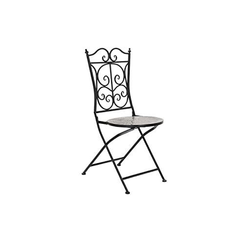 DKD Home Decor Silla de jardín de la Marca, Color Negro, de cerámica y forja (39 x 50 x 93 centímetros)