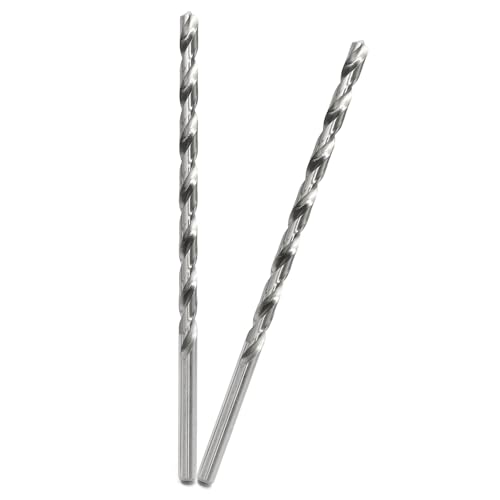 Broca helicoidal de 8 mm de largo y 200 mm de largo, de acero de alto carbono, para madera, plástico y aluminio, 2 unidades (plateado)