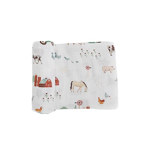 Image of Little Unicorn Premium Cotton Swaddle Baby Blanket | Breathable Fabric | for swaddling, Play, Nursing & More (Farmyard)