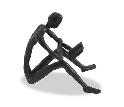Escultura de bronce persona leyendo libro diseño moderno elegante miniatura 1