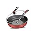 Nonstick Woks Głęboka patelnia do smażenia Naczynie do pieczenia Głęboka patelnia Patelnie Nonstick Głęboka patelnia Nonstick Stir Fry Wok ze szklaną pokrywą z ergonomicznym uchwytem,28cm