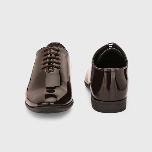Image of Centrino Men's Glossy Formal Shoes |Lace-Up Design with Cushioned Insole for Comfort | Comfort, Style and Durability for Professional or Formal Wear |Craftsmanship for All-Day Elegance (9750)