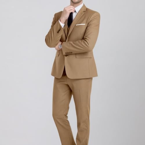 Mens Suits 3 Piece Slim Fit Formal Suits for Men Wedding Business Prom Tuxedo 2 Button Jacket Vest Pants Set4