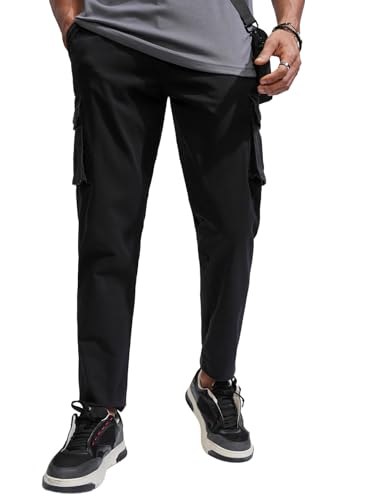 Image of Highlander Men's High-Rise Straight-Fit Cargo Trousers | Utility Pockets | Fashion & Function Blend | Carpenter Fit | Men Trousers | Trousers for Man |Cargo Pants for Men