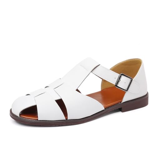 Santimon Men's Closed Toe Fisherman Sandals Buckle Strap Summer Dress Shoes Breathable PU Leather Comfortable Outdoor Casual Sandals for Work, Travel, Walking2