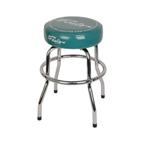 FOALS 24-Inch Guitar Stool 360 Swivel Bar Stools Stable PU Leather Padded Non-Slip Round Seat for Adults FS-24 (Green)