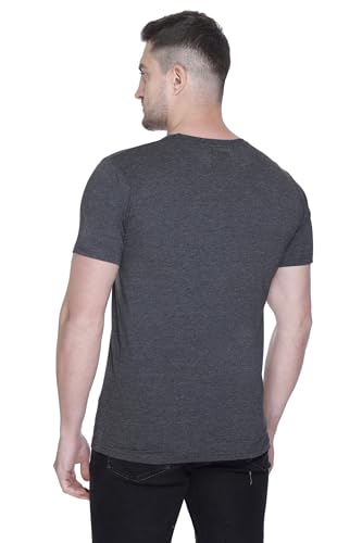 Image of Men's Plain Solid Regular Fit Half Sleeve Cotton Blend Casual Wear T-Shirt