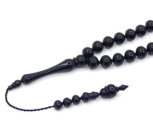 Perlin Tesbih Tasbih Tespih Misbaha Subha 33 Prayer Beads Muslim Islamic Rosary Prayer Worship Accessories Ottoman Black Onyx Effect Beads Ball 10 mm - Image 3