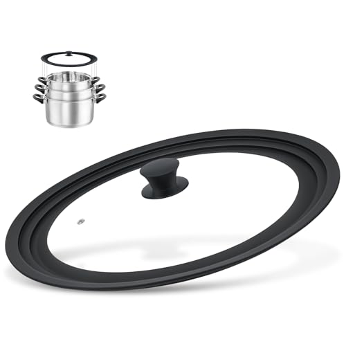 Image of 13-14-15 in Universal Lid for Oversized Pots, Pans and Skillets, Extra Large Pot Lid Tempered Glass Lid