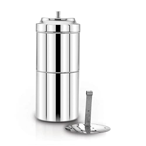 Image of Traditional Stainless Steel South Indian Filter Coffee Maker, 100ml Small, Size 0 with Dabra Set | Madras Kaapi Drip Decoction Maker Brewer Dripper with Cleaning Brush