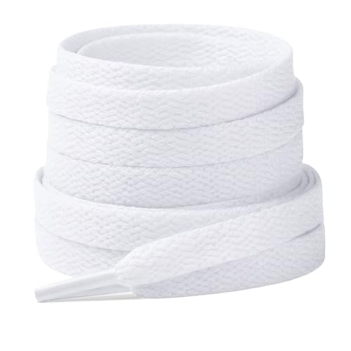 Stepace [2 Pairs Flat Shoe Laces for Sneakers 5/16 Width 30-72 Length 26 Color Shoelaces White 54(137 cm)