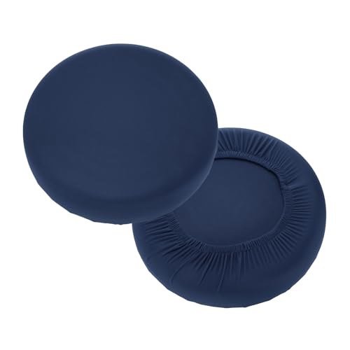 uxcell 2 Pack Stool Covers Round, 11-14 Inch Bar Stool Covers Washable Dustproof Slipcover Seat Cushion with Elastic for Bar Kitchen Living Room Decor, Navy Blue