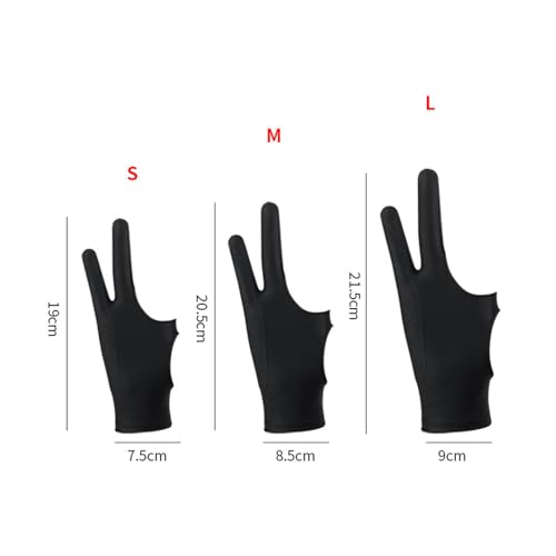 Cyrank Artist Glove for Drawing Tablet, Breathable Digital Drawing Glove 3 Layer 2 Finger Drawing Glove Left Right Hand for Drawing Tablet(L)