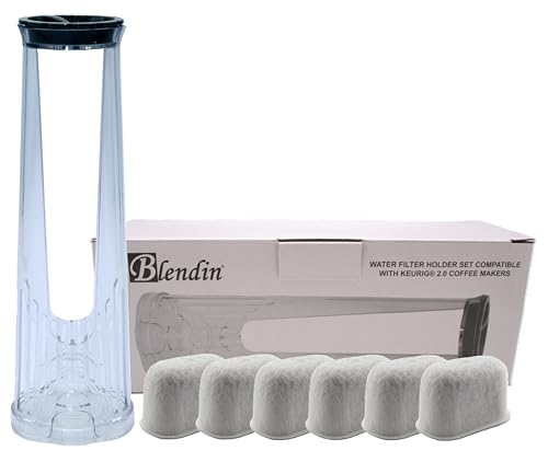 Blendin Tall Water Filter Holder Handle Replacement with 6 Water Filters Starter Kit, Compatible with Keurig 2.0 Coffee Makers System with Side Water Reservoir