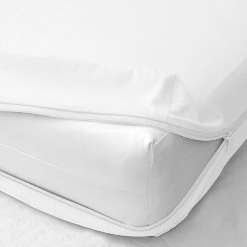 Mattress-Homes Zippered Fitted Sheet, King Size, 15" Deep Pocket Mattress Encasement Bottom Cover with Zipper, Hotel Quality Brushed Microfiber, Soft, Wrinkle-Free, White Solid