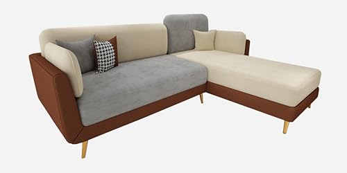 Image of Black Wood Modern Montez LHS Sectional Sofa (2 + Lounger) with Extra Luxury Comfort for Bedroom, Living Room, Dining Room, Drawing Room, Home Office in Bug Resistant Wood Structure
