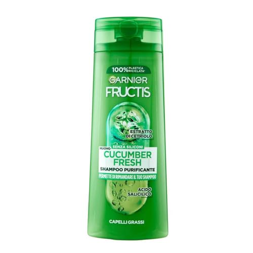 Garnier Fructis Shampoo Purificante, Per Capelli Grassi, Con Acido Salicilico ed Estratto di Cetriolo, Cucumber Fresh, 250 ml