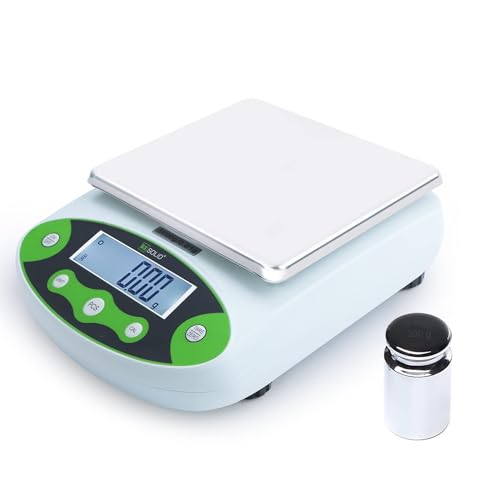 U.S. Solid Digital Precision Balance 500g x 0.01g, Lab Scale with 200g Calibration Weight, 12 Weighing Units, AC 100V-240V & DC 9V, Piece Counting