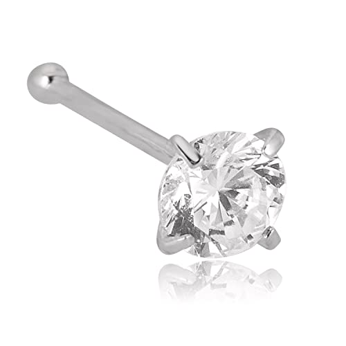 Image of AVORA 14K Gold Simulated Diamond CZ Nose Ring Stud - 1.5mm,2mm and 3mm (20 Gauge)