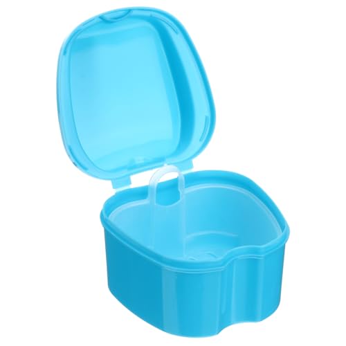 BIUDECO Boîte Pour Prothèses Dentaires Bleu Clair Porte-prothèse Mini Format Avec Filet D'évacuation Espace De Rangement Hygiène Portable Pour Usage Quotidien Personnes Utilisant Prothèses