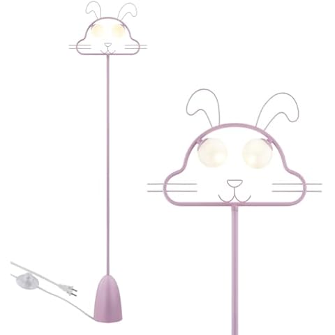 Kids Floor Lamp Standing Lamp Whit LED Bulb Modern Rabbit Design 65’’ Tall Floor Lamps for Living Room with Foot Switch Reading Lamp for Study Room Toy Room, 2 LED Bulbs Included, Pink Cover