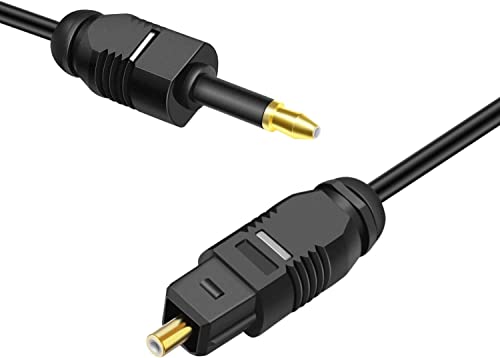 Image of ETZIN Mini Toslink to Toslink Digital Optical Audio Cable - Standard Toslink to Mini Toslink Male Plug Connector Adapter Converter Jack Wire (2 Meter) 698OC